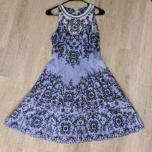 Maggy London Striped Blue and White Dress